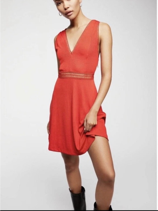 Free People Dresses & Skirts - Free People King of My Heart Red Mini Dress Stretchy Ribbed